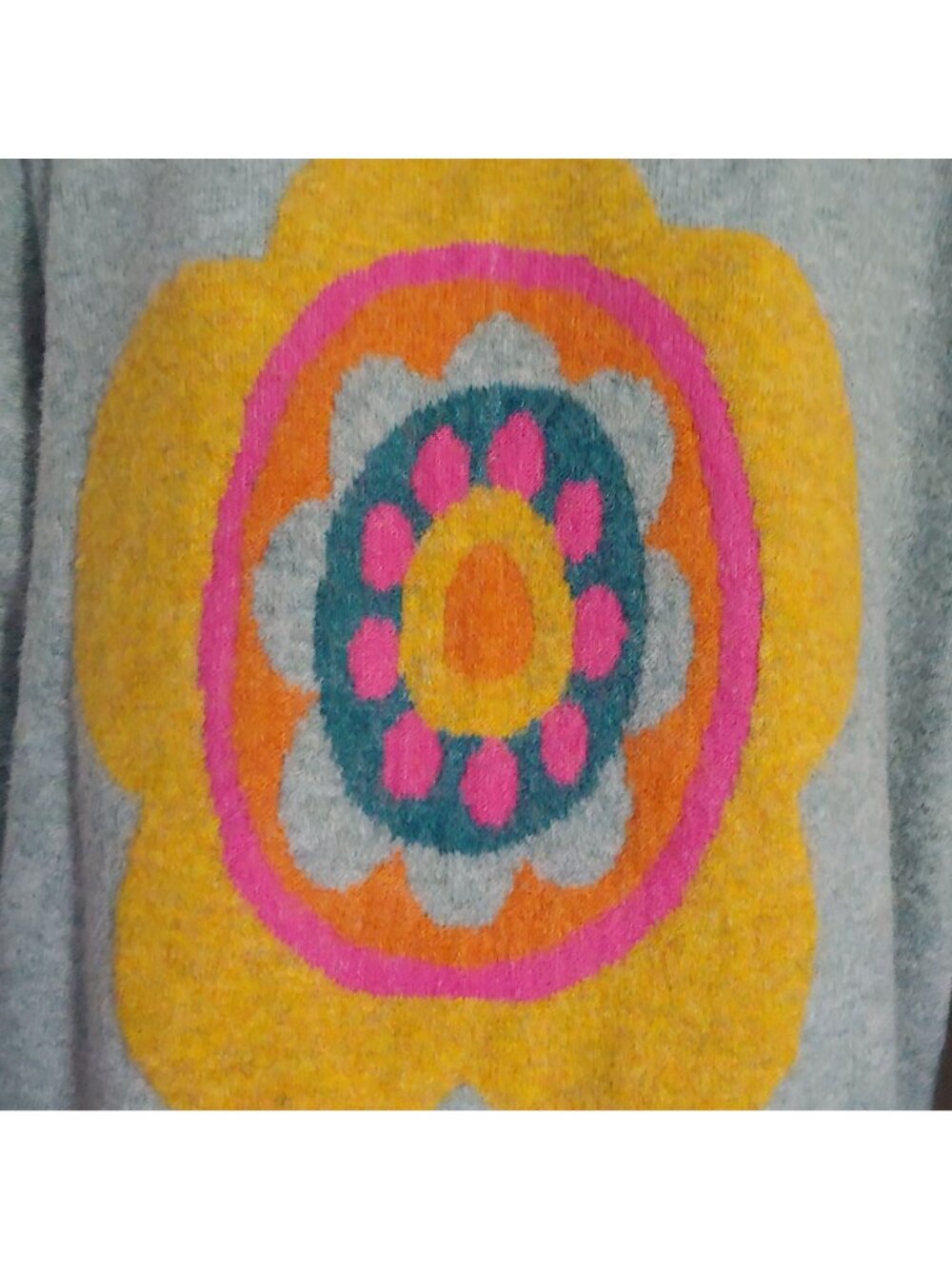 Natural Life Floral Intarsia Knit Sweater Cozy Boho Cottagecore Granola Girl Pul - Picture 10 of 12